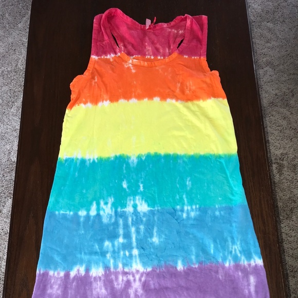 Rainbow tie dyed tank dress - Picture 1 of 5